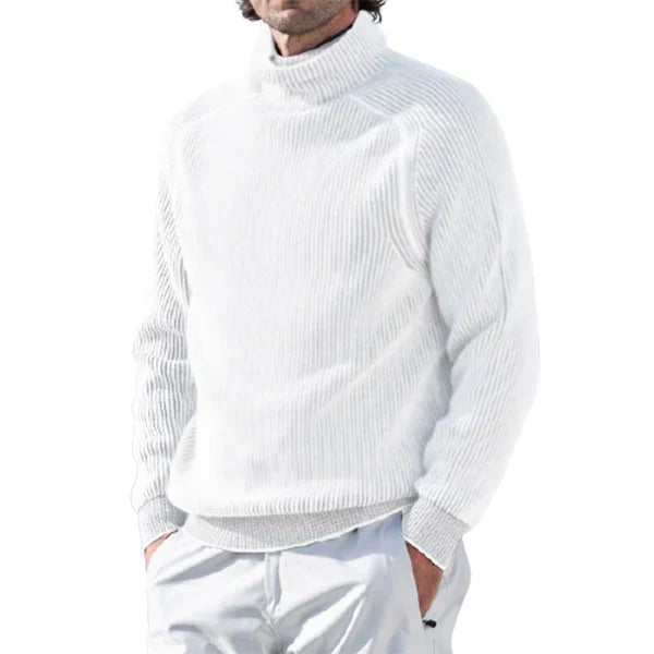 Pull chic homme, col roulé, design élégant et tricoté, confort absolu pour l'automne et l'hiver.