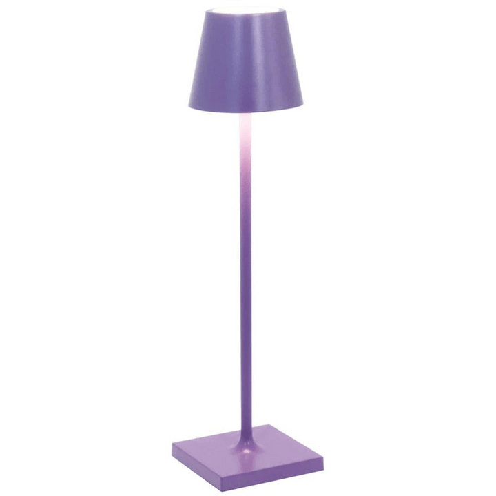 Lampe LED rechargeable, étanche, sans fil, design minimaliste, parfaite pour éclairage d'ambiance extérieur.