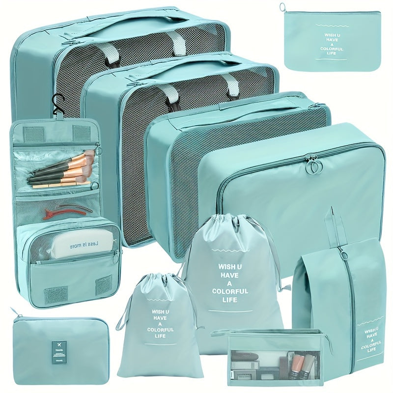 Kit d'organisation de voyage 11 pièces en polyester durable pour toutes vos affaires.