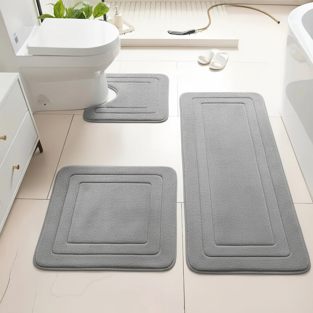 Lot de 3 tapis de bain noirs, super absorbants, antidérapants pour sécurité. Idéal décoration salle de bain.