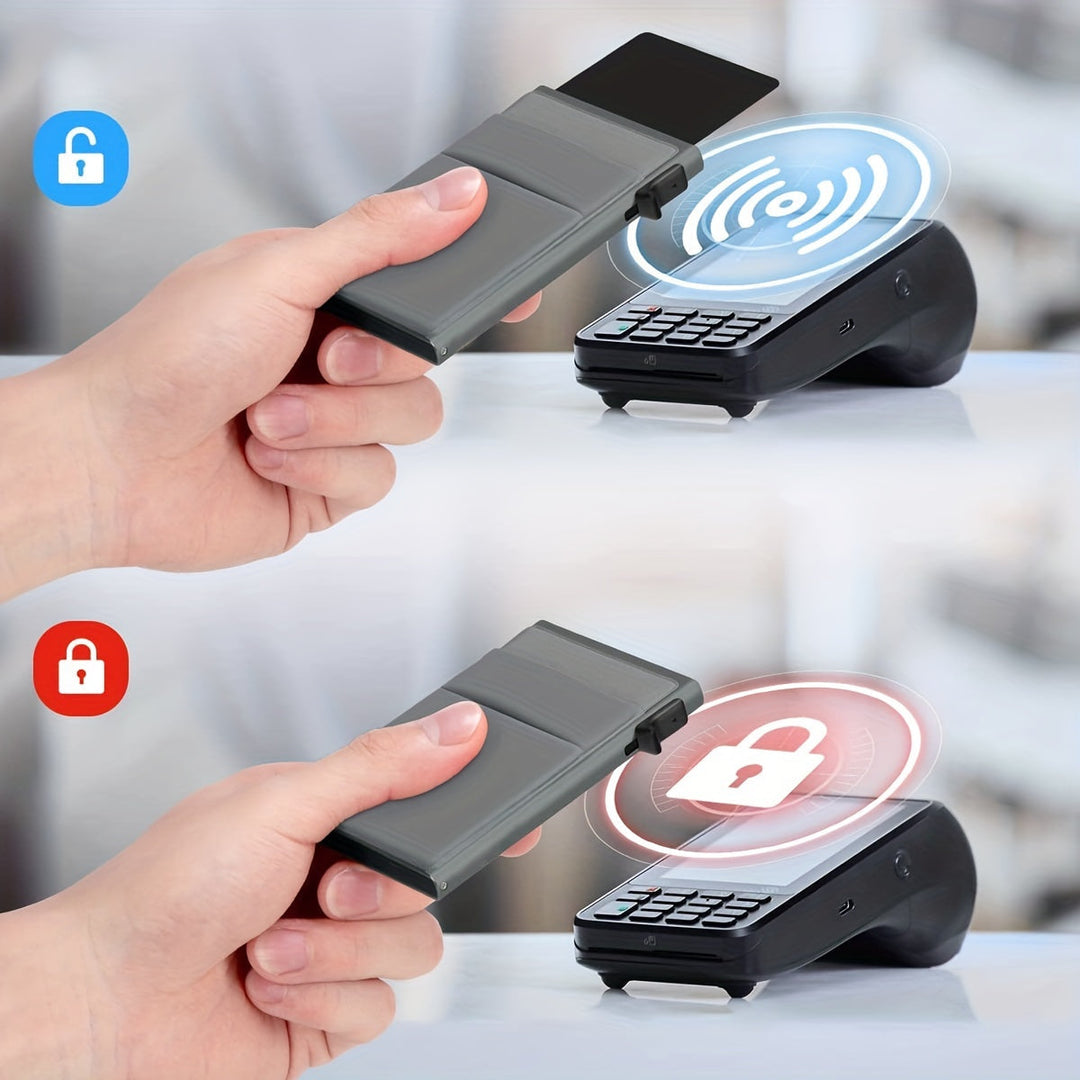 Porte-cartes RFID ultra-compact pour hommes, protection blocage. Tient discrètement dans toutes les poches.
