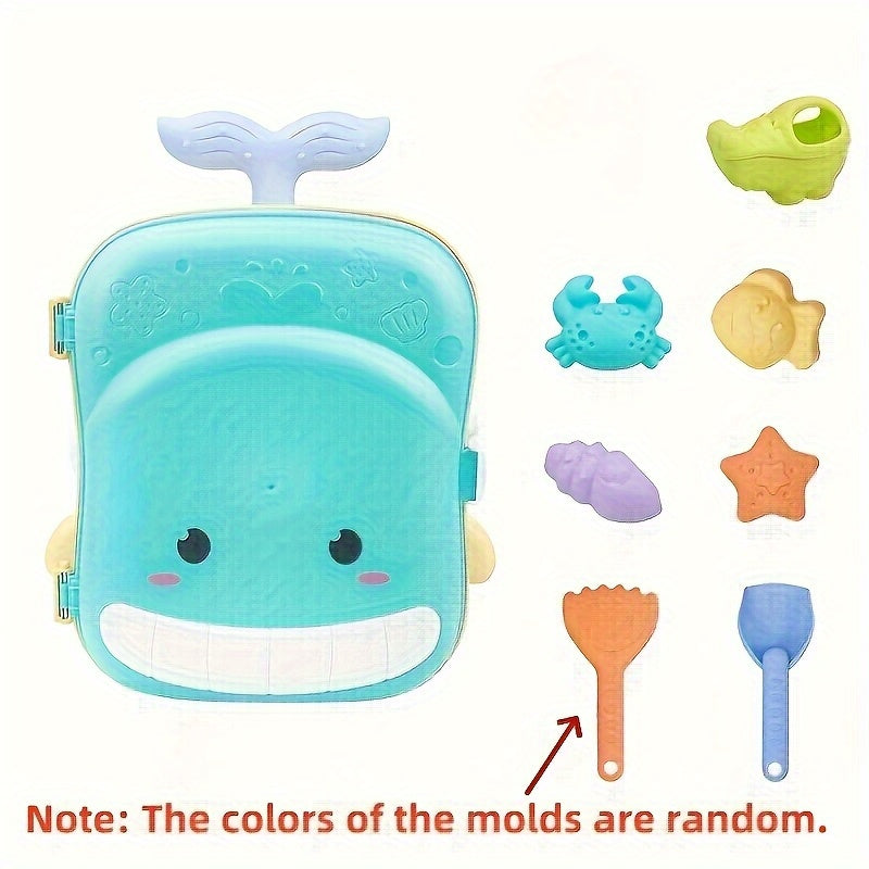 Valise de jouets de plage baleine pour enfants, parfaite pour le sable et l'eau.