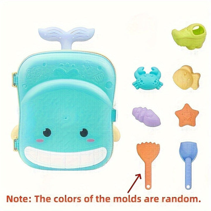 Valise de jouets de plage baleine pour enfants, parfaite pour le sable et l'eau.