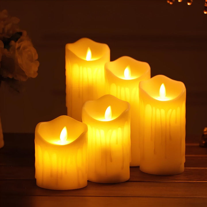 Bougies LED à piles, sans flamme, offrant une lumière chaude et stable pour une décoration intérieure cosy.