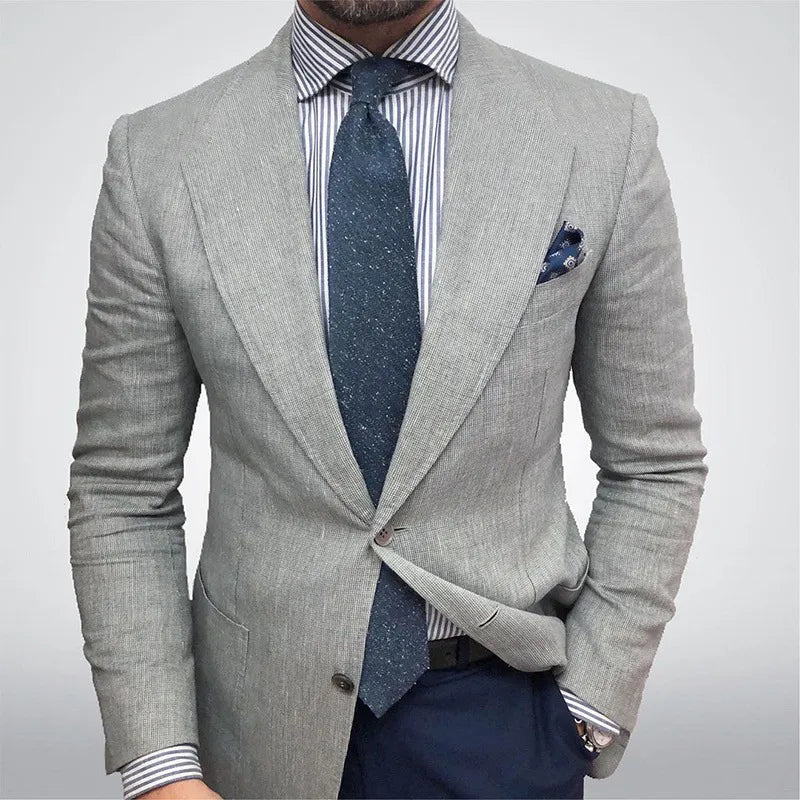 Veste slim homme imprimée élégante, double boucle. Parfaite pour un look moderne habillé, bureau ou casual chic.