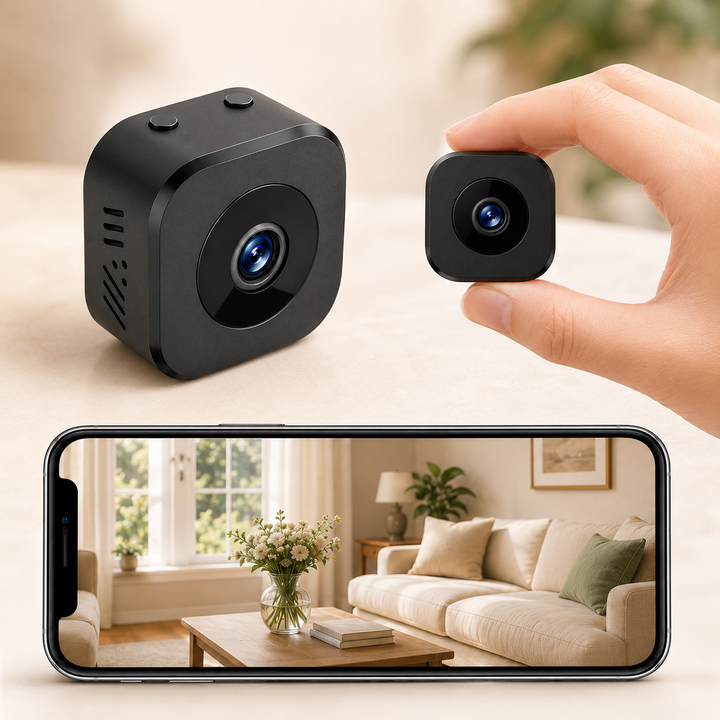 Caméra de surveillance connectée 1080p avec vision nocturne, accès à distance pour sécurité domicile.