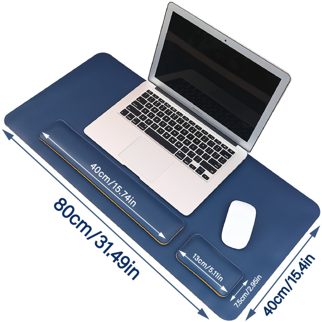 Repose-poignets ergonomique en cuir PU pour clavier, réduisant la fatigue lors du télétravail.