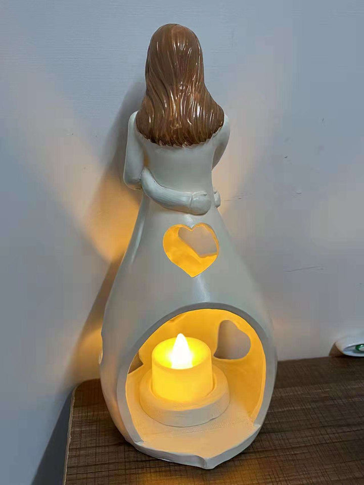 Décoration intérieure: Lampe cœur romantique, résine beige, éclairage LED pour ambiance sereine.