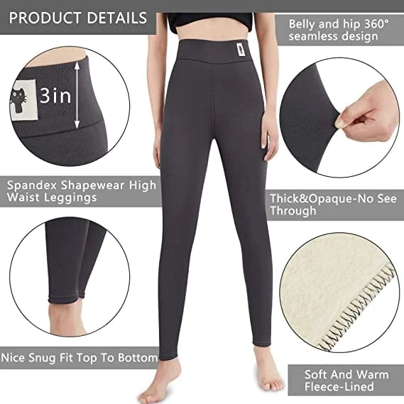 Legging thermique femme chaud, taille haute, idéal pour le froid de l'hiver. Confort et mode décontractée assurés.