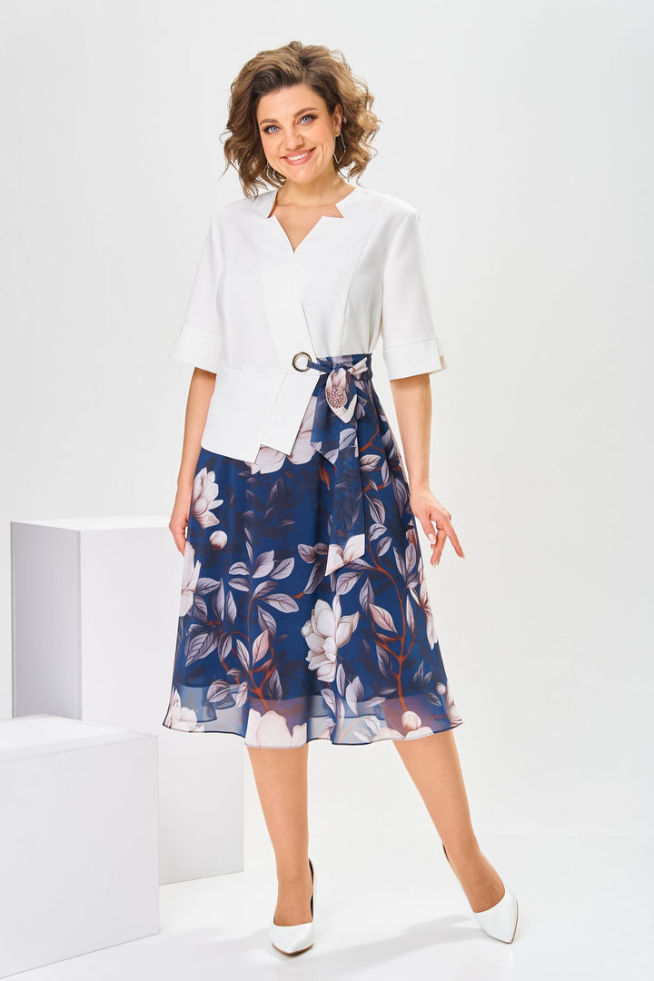 Robe midi fluide femme coton soie imprimé floral élégant.