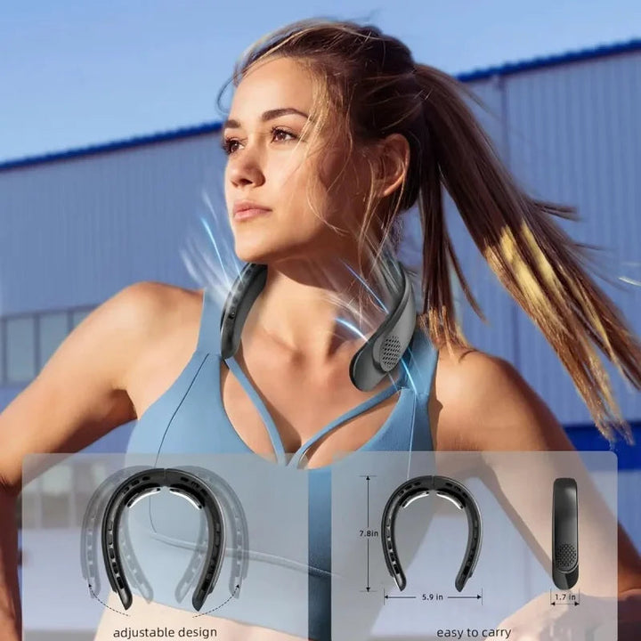 Confort optimal avec ce ventilateur de cou portable, offrant une fraîcheur constante et silencieuse pour l'été.