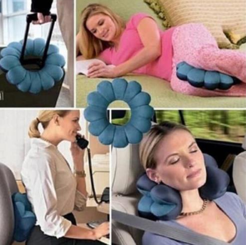 Oreiller cervical flexible PlushEase lavable, microbilles. Parfait pour voyage, détente et soutien du cou.