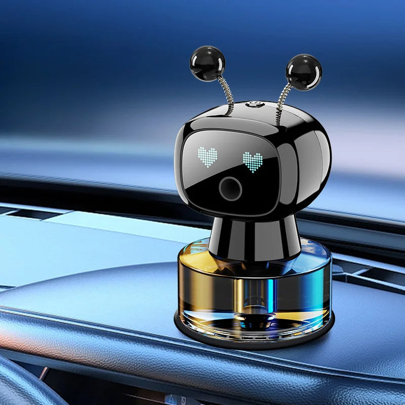 Diffuseur intelligent robot pour parfum voiture. Rafraîchit l'habitacle auto, technologie sans fil moderne.