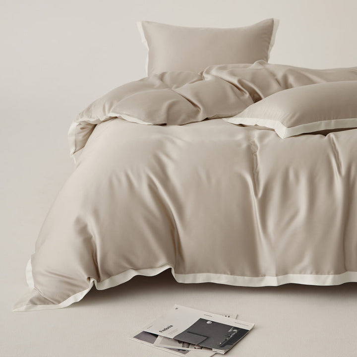 Literie Tencel patchwork élégante, ultra douce et respirante, assure un confort optimal pour votre chambre.