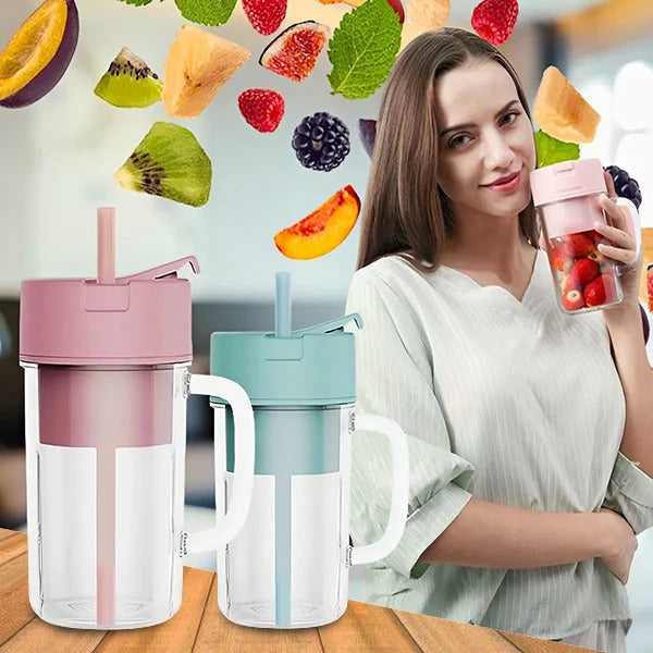 Mixeur portable sans fil rechargeable, idéal pour smoothies, jus et shakes en voyage, au sport ou cuisine.