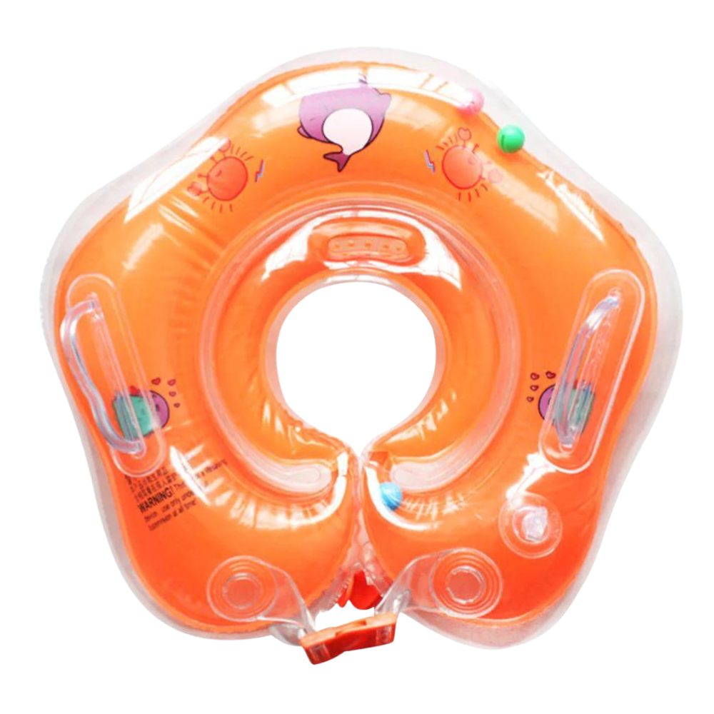 Bouée de cou bébé sécurisée, doubles chambres à air, poignées. Idéale pour piscine & bain.