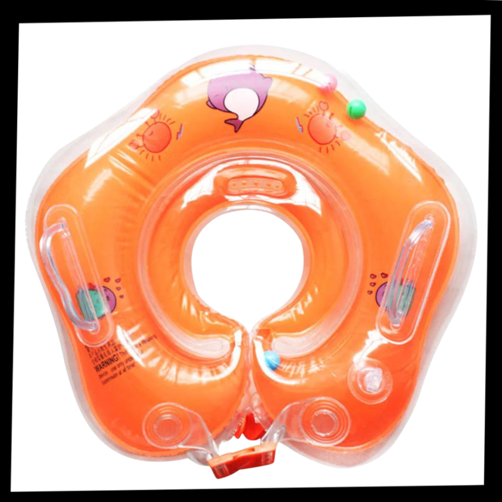 Bouée de cou ergonomique pour bébé, doubles chambres et poignées, favorise la natation et la détente.