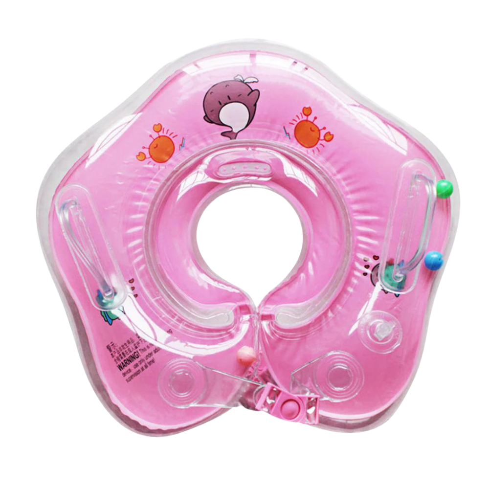 Accompagnez bébé dans l'eau avec cette bouée de cou sécurisée, poignées et double flottabilité pour l'apprentissage.