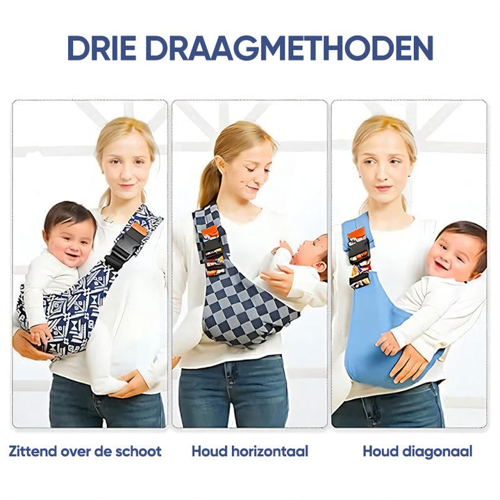 Gros plan sur les bretelles rembourrées du porte-bébé pour le confort des épaules des parents.