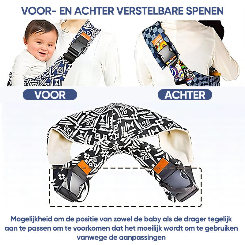 Porte-bébé design et fonctionnel, assurant le bien-être de bébé et le confort des parents.