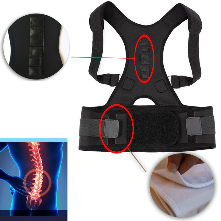 Correcteur de posture réglable et confortable pour le dos, offrant un soulagement efficace des douleurs.
