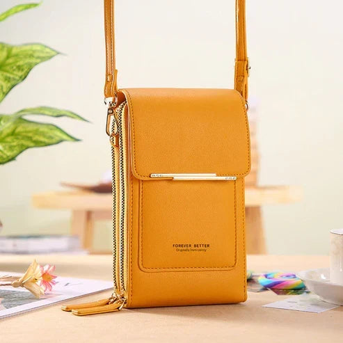 Sac à main connecté TeleBag pour femme, organisateur pratique pour smartphone et essentiels, idéal pour le voyage.