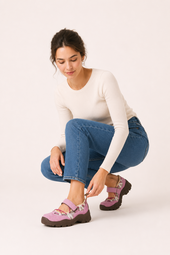 Ballerines sport femme confortables à bride réglable, idéales pour un style athlétique et pratique.