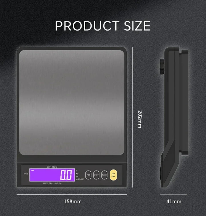Balance de cuisine digitale compacte et étanche, en acier inoxydable, idéale pour un pesage exact en pâtisserie.