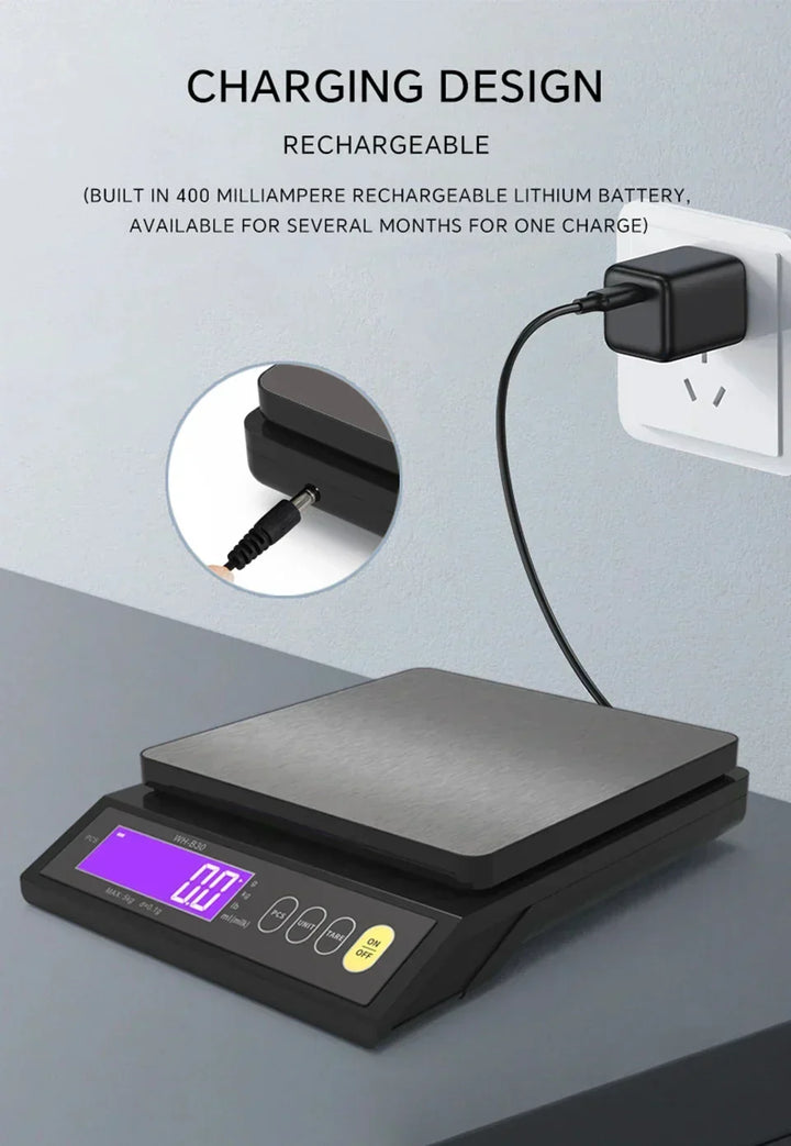 Balance électronique de cuisine étanche en acier inoxydable, affichage numérique clair pour toutes vos préparations.