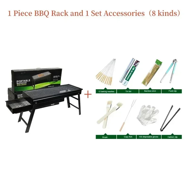 Grillade nomade en acier, barbecue charbon portable parfait pour cuisine en plein air et escapades.