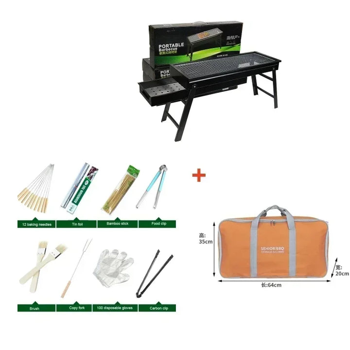 Barbecue de camping compact, charbon, pliant. Préparez des grillades savoureuses partout en extérieur.