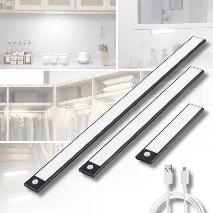 Barre LED rechargeable avec capteur de mouvement, idéale pour l'éclairage intérieur sans fil de placard, cuisine, couloir.