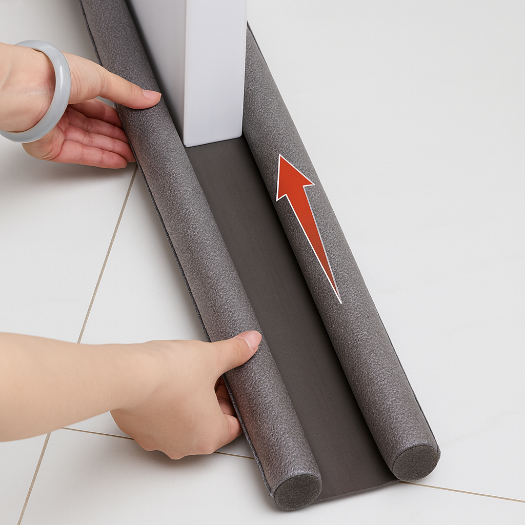 Scellement bas de porte durable pour une isolation thermique et acoustique, protégeant l'intérieur des éléments.