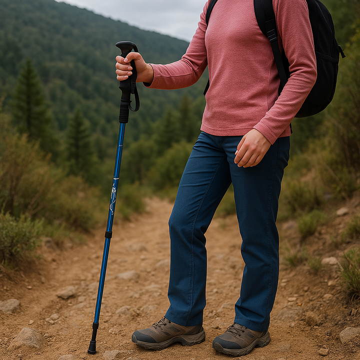 Bâton de trekking ultraléger en aluminium. Pliable et compact, c'est l'équipement essentiel pour vos aventures.