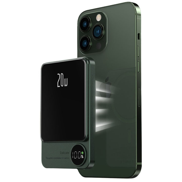 Recharge rapide sans fil, batterie externe magnétique portable pour iPhone. Essentielle en voyage.