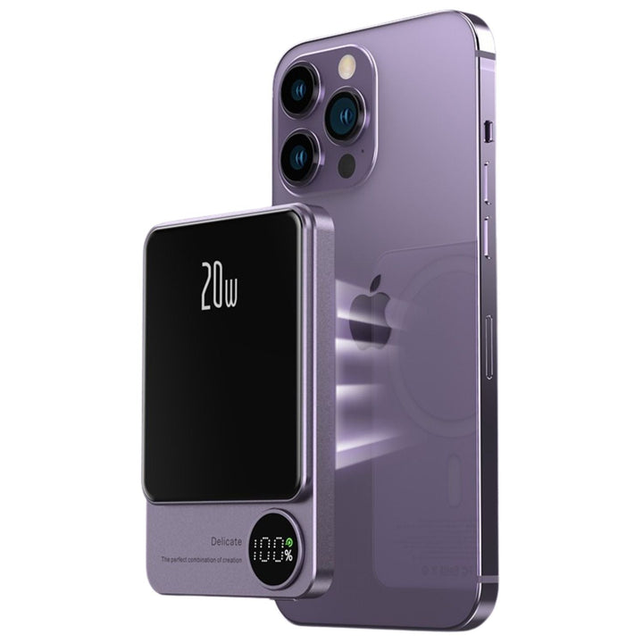 Power bank portable magnétique USB-C, recharge rapide sans fil pour iPhone. Accessoire de voyage.