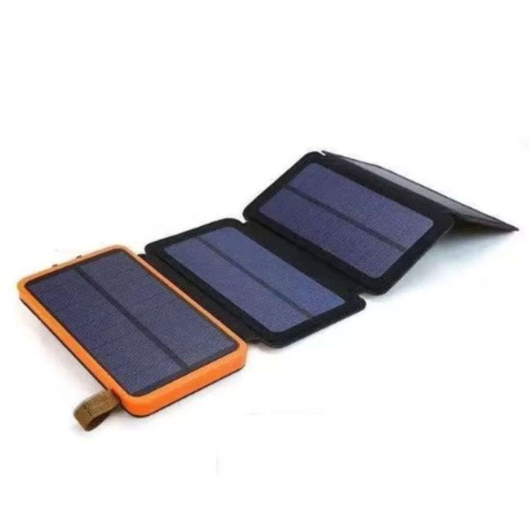 Batterie externe solaire étanche, pliable, haute capacité pour recharger vos appareils en voyage.