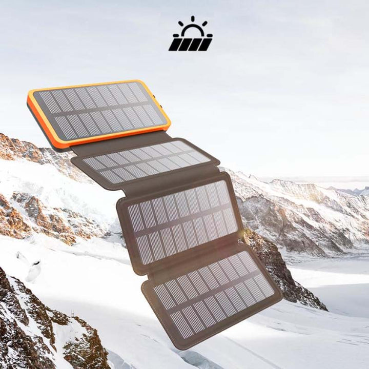 Énergie nomade solaire fiable, power bank étanche et pliable, essentielle pour l'urgence.