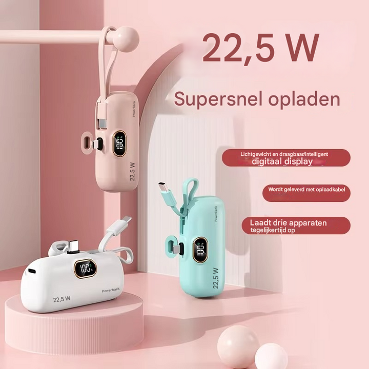 Batterie externe universelle 22,5W, affichage numérique. Charge rapide pour smartphone, tablette et voyage.