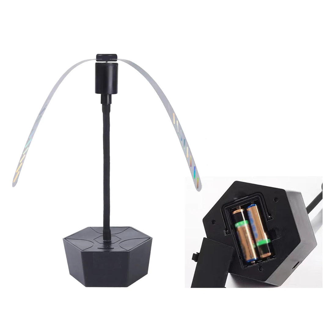 Ventilateur de table compact et portable, idéal pour camping, jardin, repas en extérieur. Repousse les mouches.