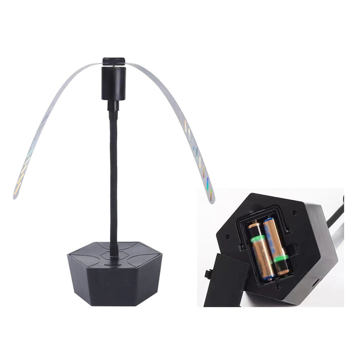 Ventilateur de table compact et portable, idéal pour camping, jardin, repas en extérieur. Repousse les mouches.