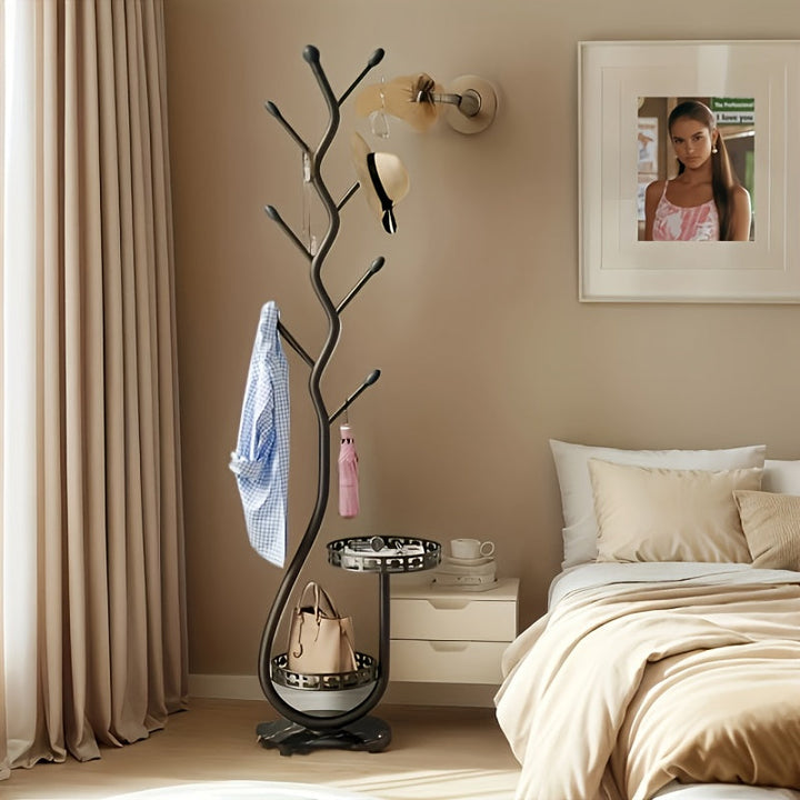 Porte-manteau design BranchLine en métal, organisateur vertical élégant pour chambre ou bureau contemporain.