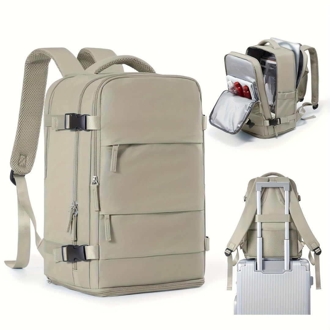 Sac à dos de voyage unisexe avec compartiment à chaussures et zones étanches. Idéal pour voyages et quotidien.