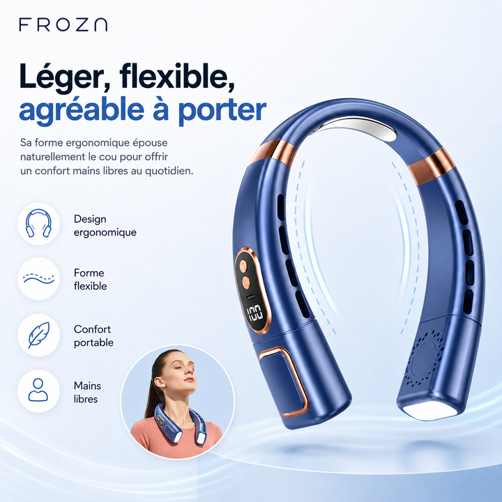 Profitez de la fraîcheur mains libres avec ce ventilateur de cou puissant et discret.