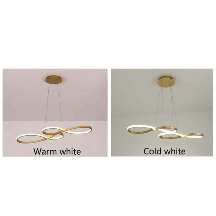 Lampe suspendue LED épurée forme note, éclairage design unique pour toute pièce. Simplicité et style.