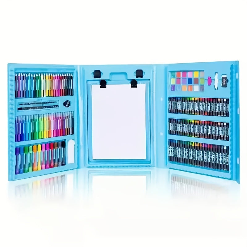 Stimulez l'imagination avec ce kit créatif complet 208 pièces de dessin et peinture pour enfants.