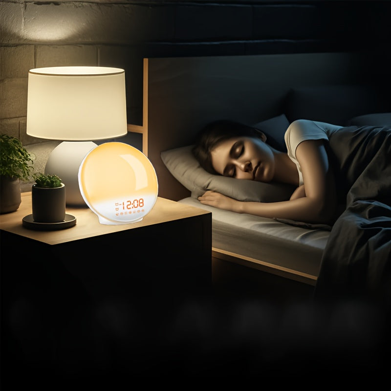Appareil design Halo Light: réveil digital, éclairage progressif et simulateur de lever de soleil.