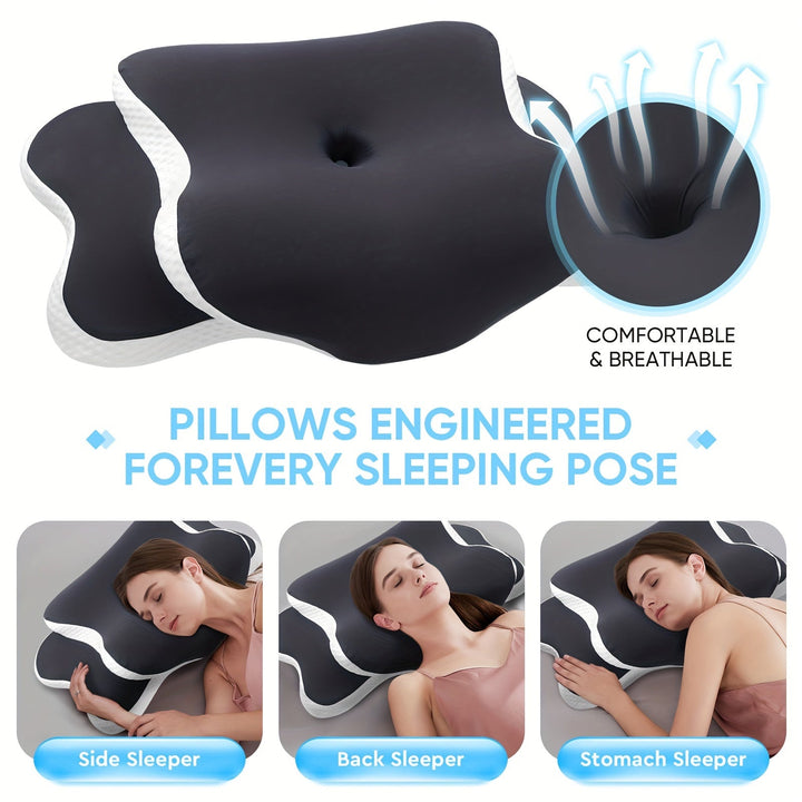 Coussin ergonomique en mousse à mémoire de forme haute densité, parfait pour le cou des adultes.