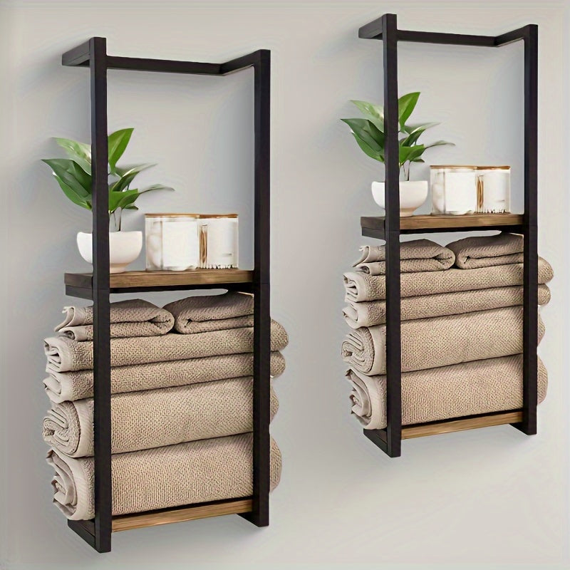 Porte-serviettes gain de place en inox, idéal pour organiser votre salle de bain.