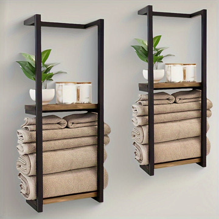 Porte-serviettes gain de place en inox, idéal pour organiser votre salle de bain.